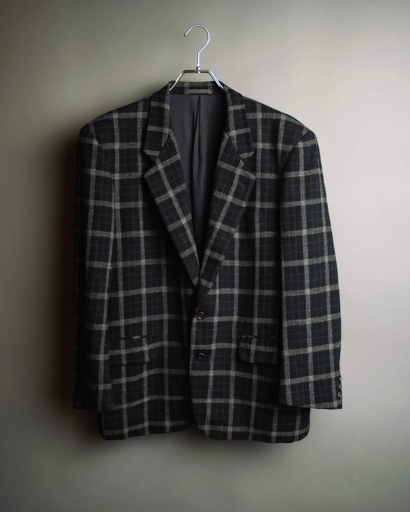 "COMME des GARÇONS HOMME"
90's Oversized wool checked tailored jacke