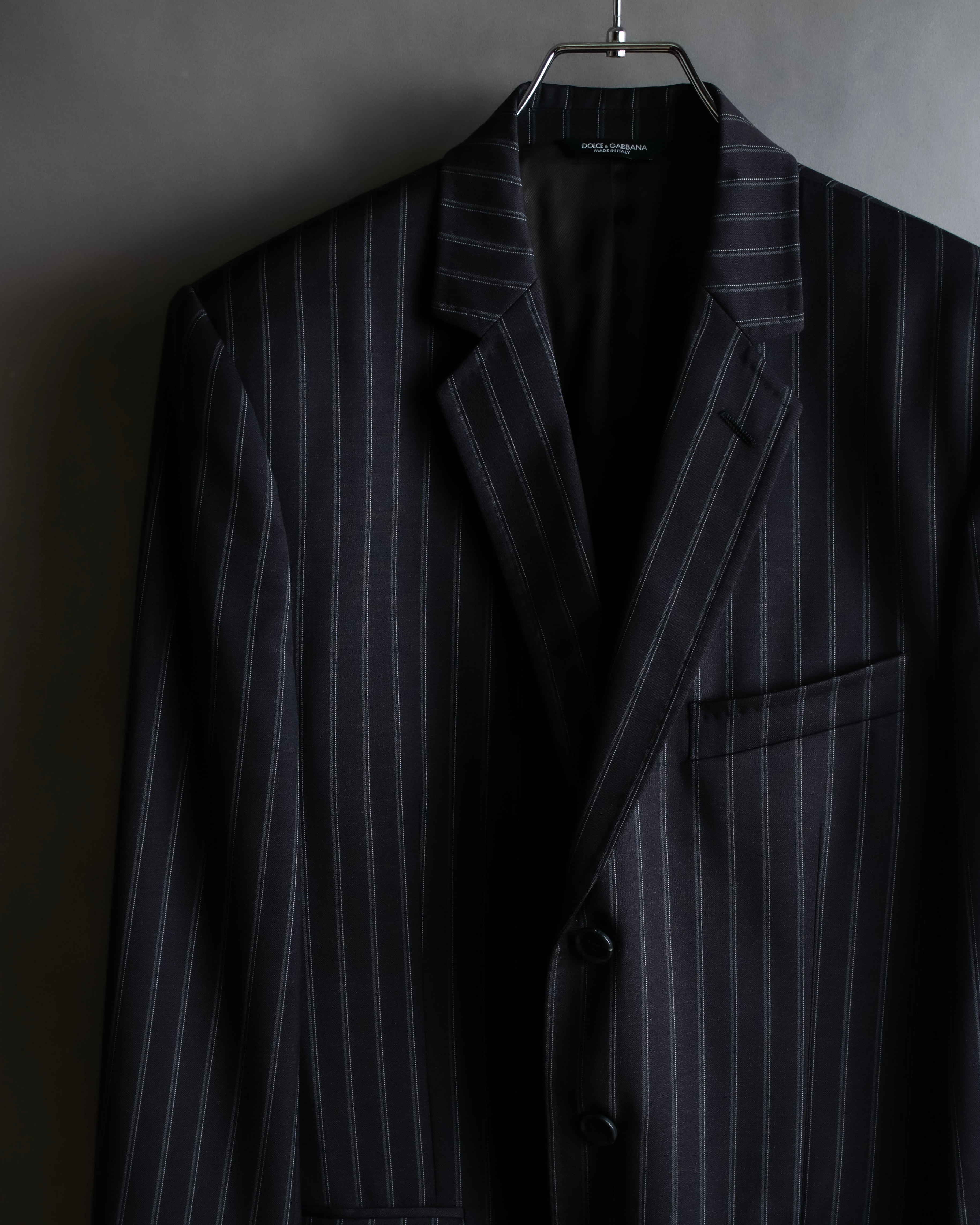 "Dolce & Gabbana" Pinstripe vertical lines emphasized tailored jacket