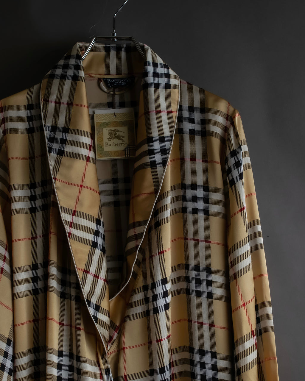 "BURBERRYS" Nova check maxi length silk gown coat