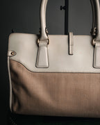 “Salvatore Ferragamo” 2010’s canvas and leather gancini tote bag