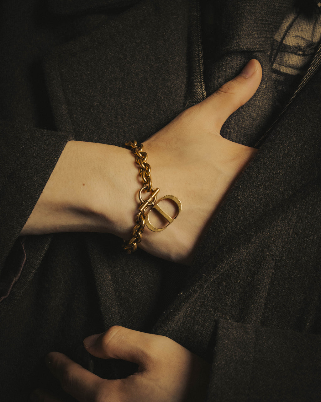 -SPECIAL- “DIOR” 2018-2025 Oversized CD charm chain bracelet