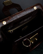 "MIU MIU" Antique design crocodile embossed leather 2way bag