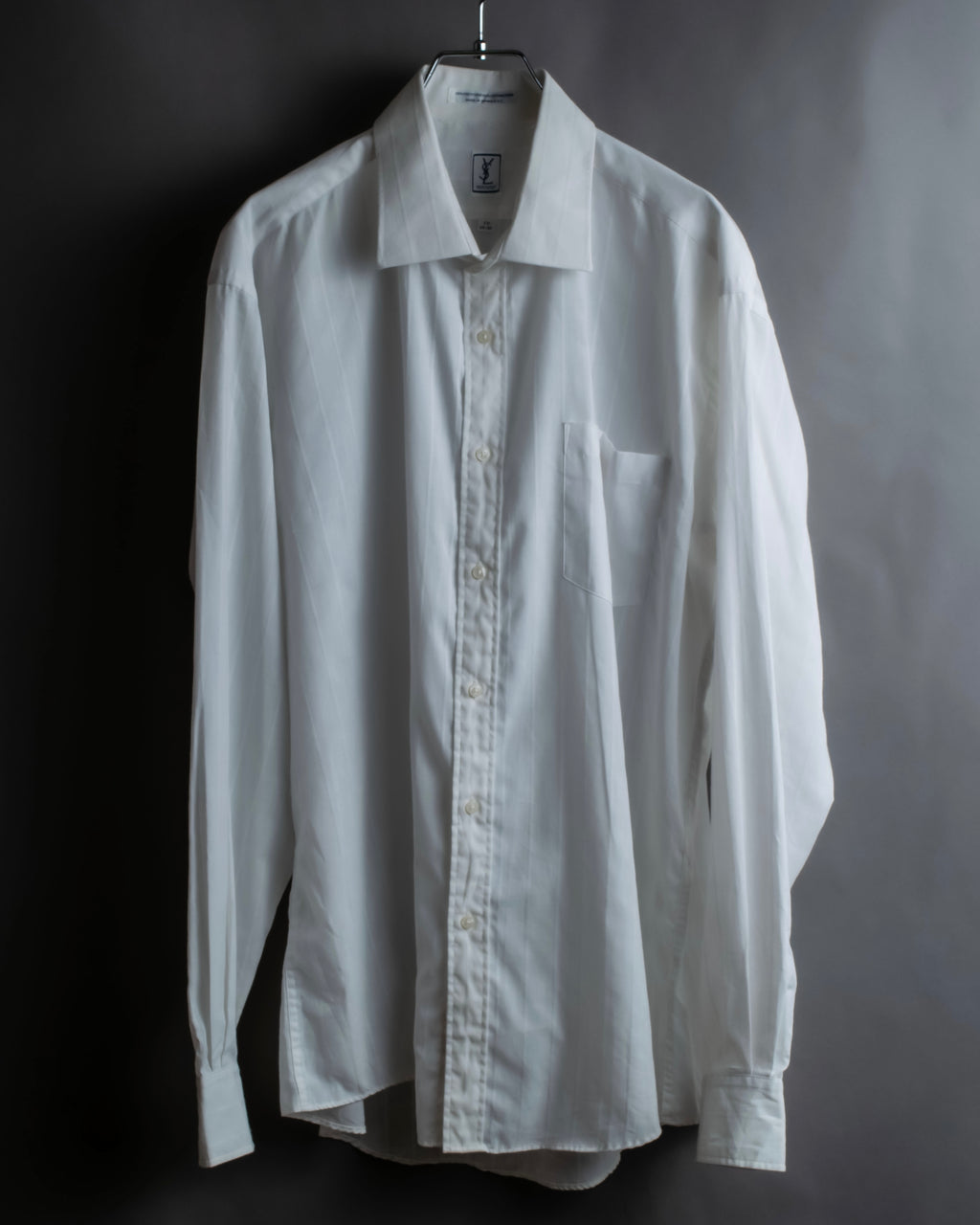 "YVES SAINT LAURENT" 1980's striped weave white shirt