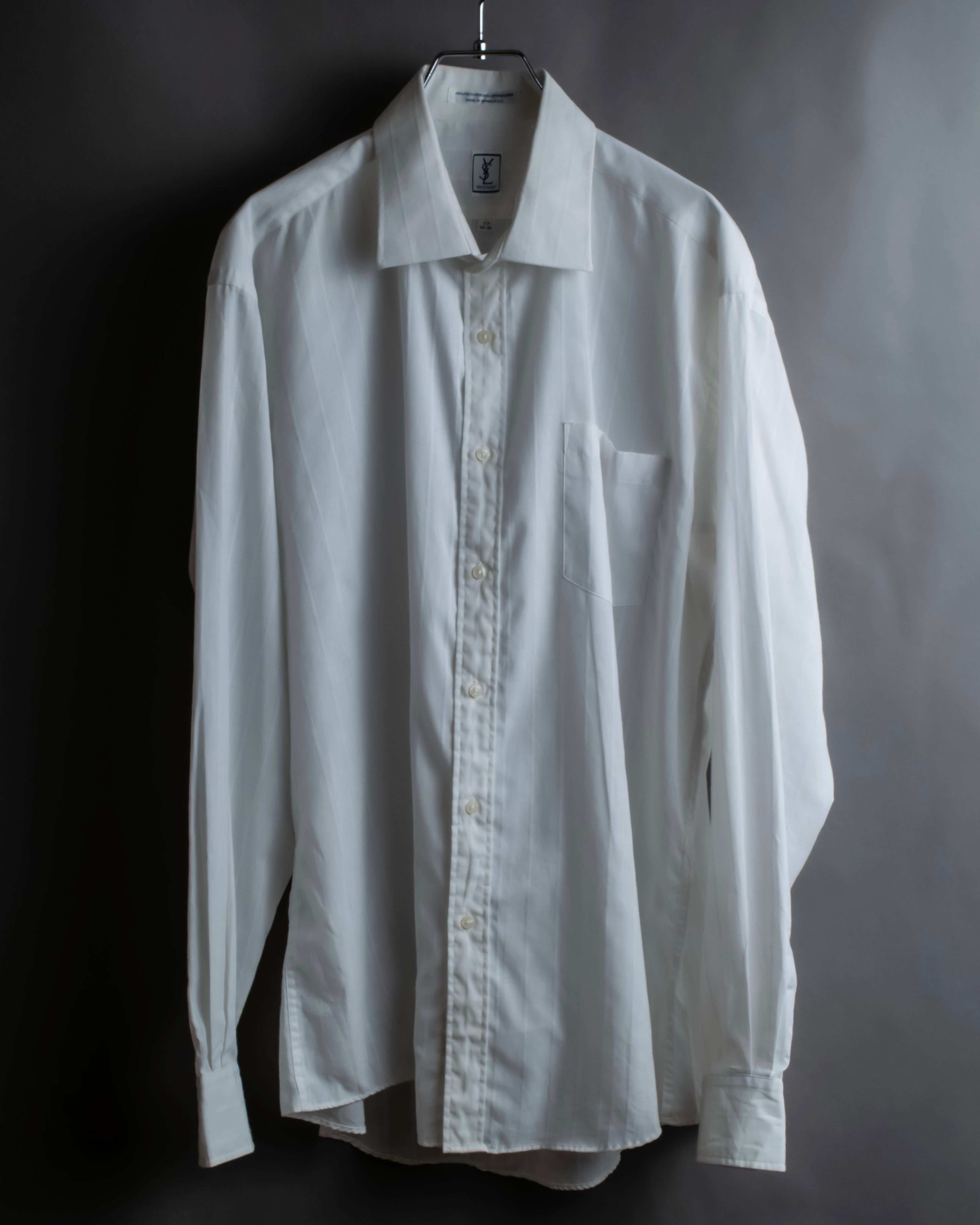 "YVES SAINT LAURENT" 1980's striped weave white shirt