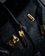 "Pierre Cardin" Turnlock design ostrich leather top handle bag