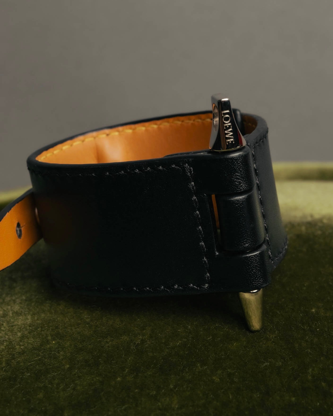 “LOEWE” 2010’s-2020’s industrial leather cuff bracelet