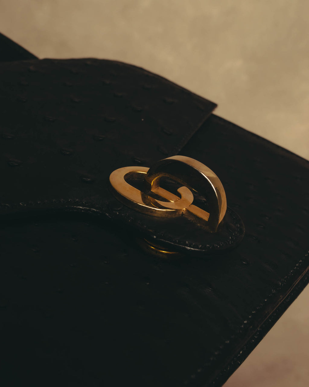 "Christian Dior" 70's-80's Ostrich textured leather handbag