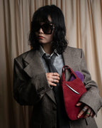 "LOEWE" Deep red color triangle suede bag