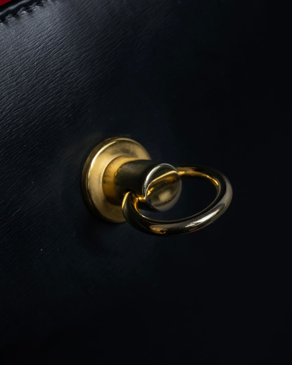 "CELINE" 80's-90's Square silhouette gold parts design leather hand bag