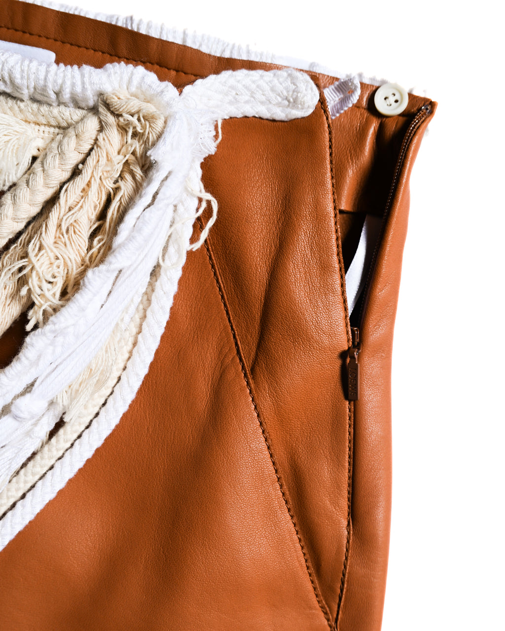LOEWE by Jonathan Anderson/ Lamb Leather Rope Trim Mini Skirt