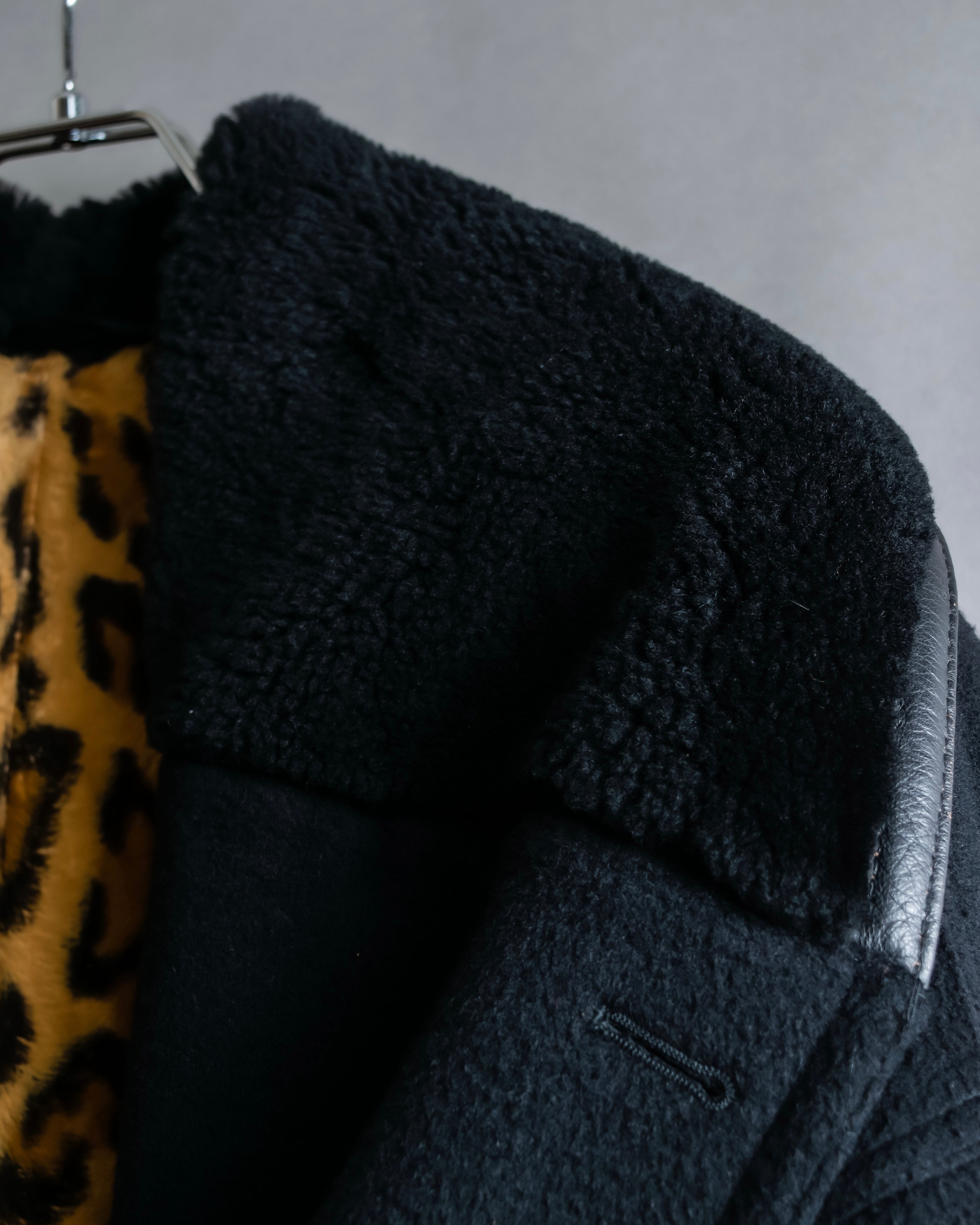 "GIANNI VERSACE UPDATE"
 Fur trimmed wool cashmere maxi double breasted coat