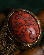 "YVES SAINT LAURENT" Treasure box style turquoise artillery ring