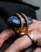 "Christian Dior" Sodalite Stone Gold Accent Ring