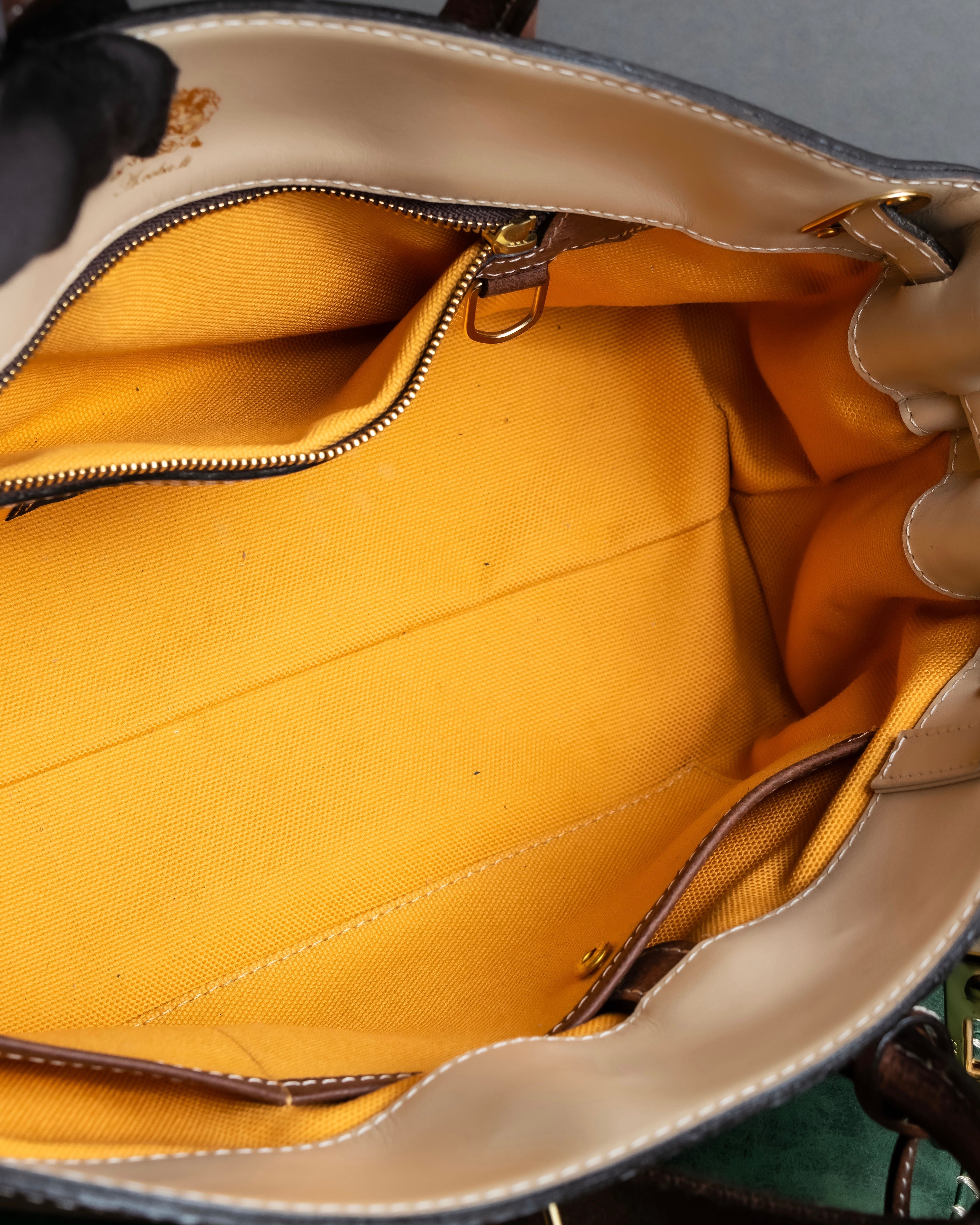 "ADMJ" Leather &amp; canvas combination 2way shoulder bag