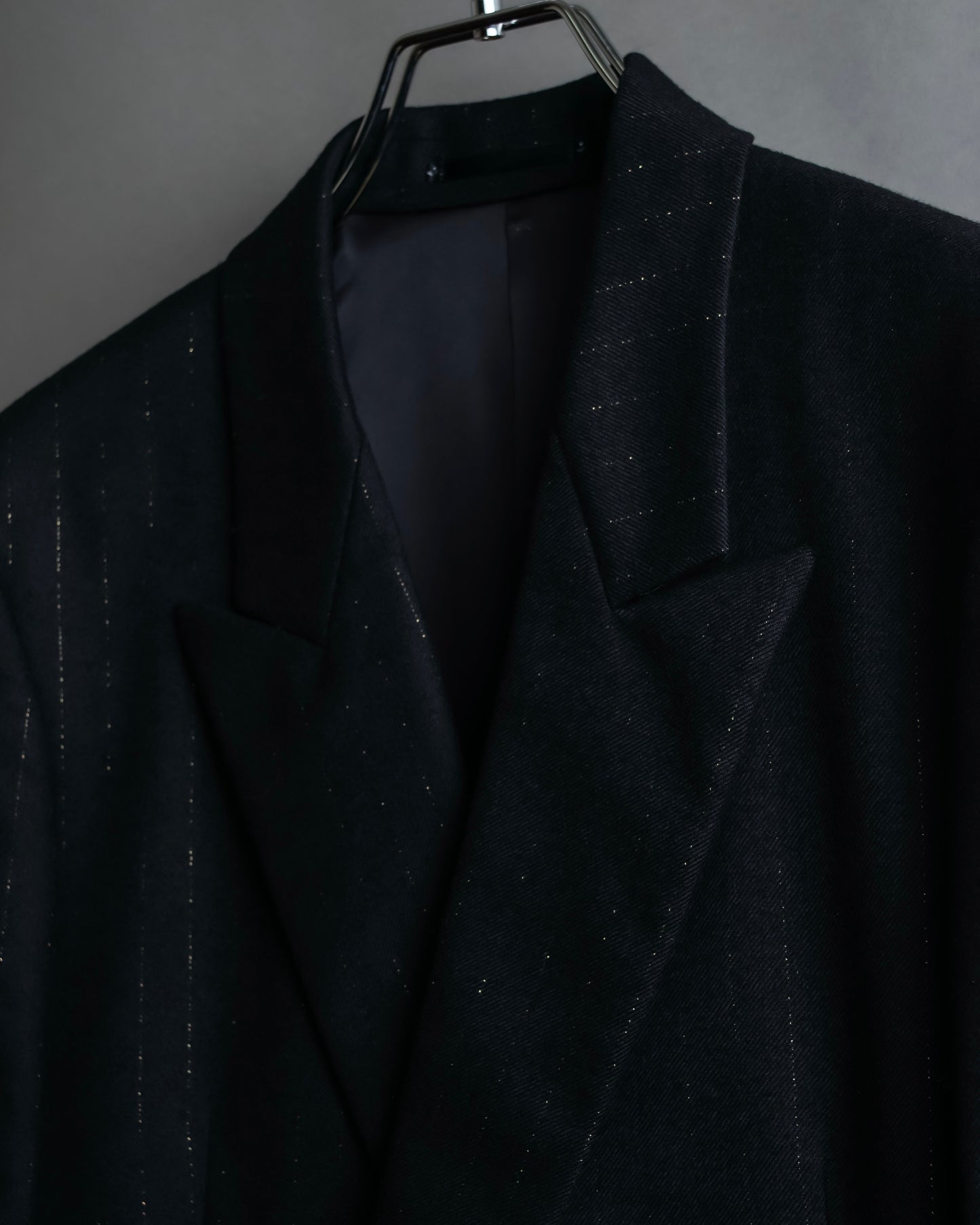 "PAUL SMITH" Peaked lapel tailored jacket and tapered slacks in glittery striped pattern set up