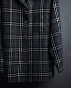"BURBERRYS" Gold metal button design check pattern wool shirt