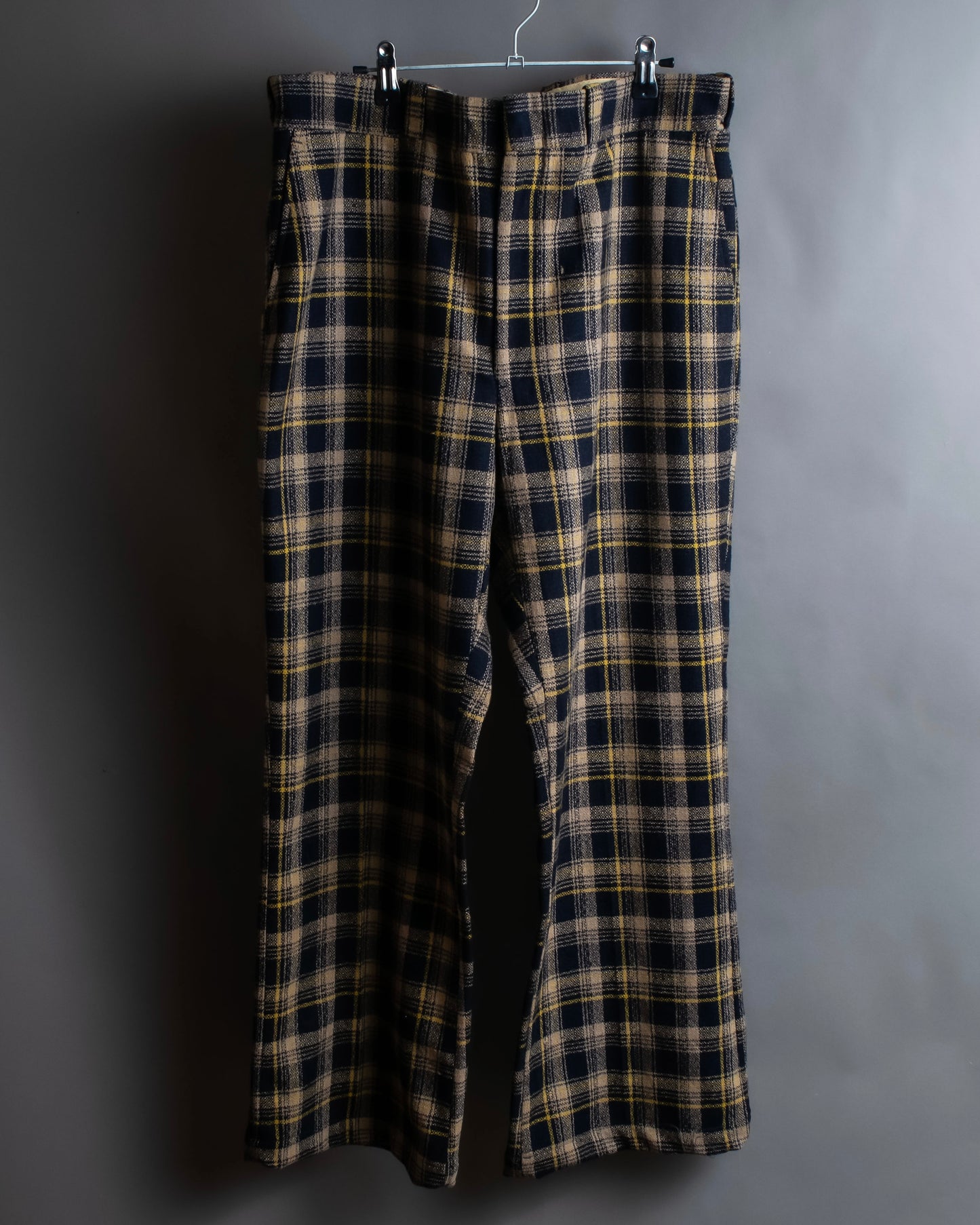 "Vintage tartan check wide tapered slacks"