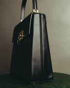 "Salvatore Ferragamo" 90's-00's Structured leather top handle handbag