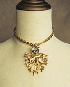 -SPECIAL- "Yves Saint Laurent" 90's-00's Sculptural coral motif crystal pendant necklace