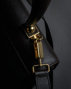 "Salvatore Ferragamo" Structured Gancini 2way dark brown leather bag