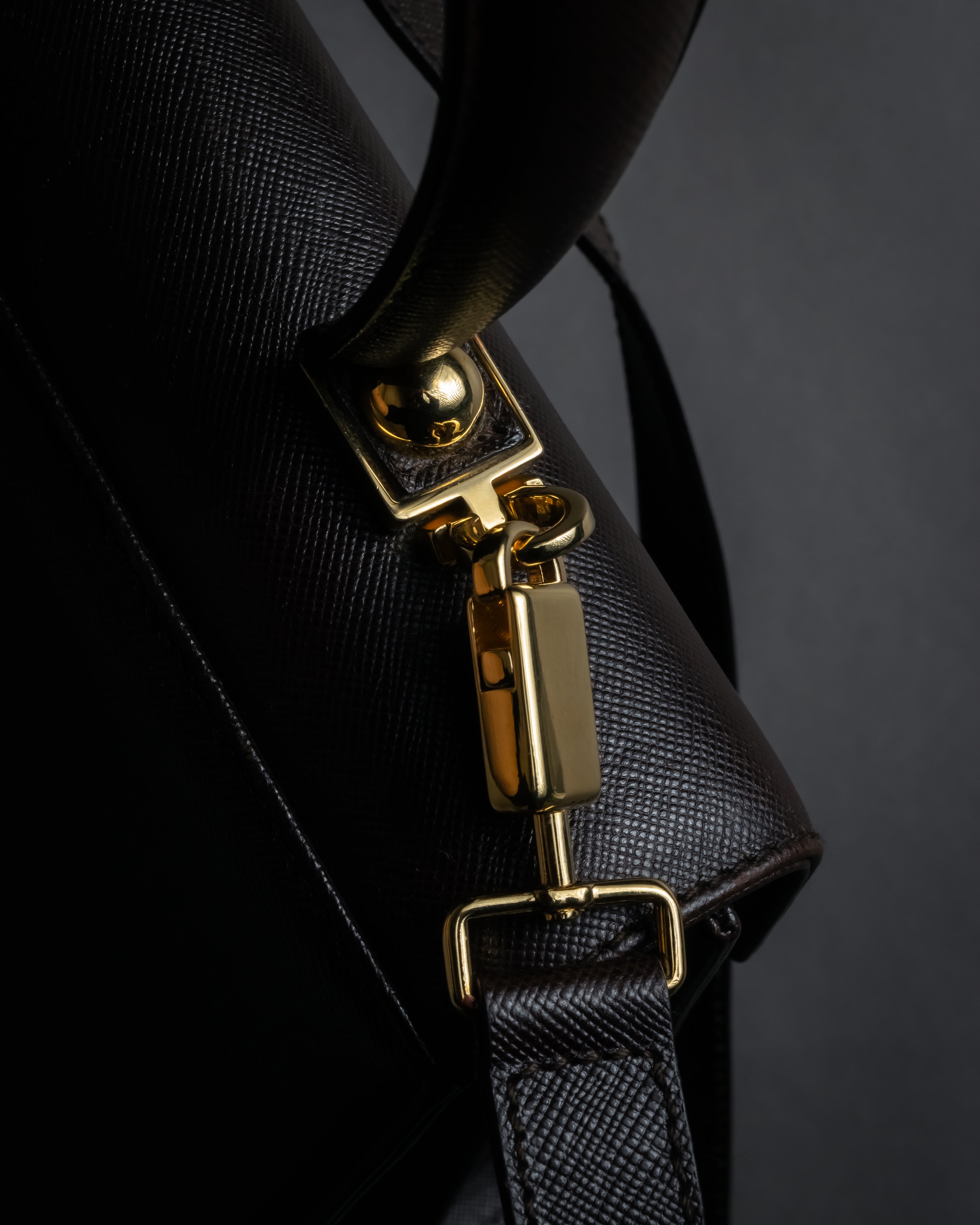 "Salvatore Ferragamo" Structured Gancini 2way dark brown leather bag