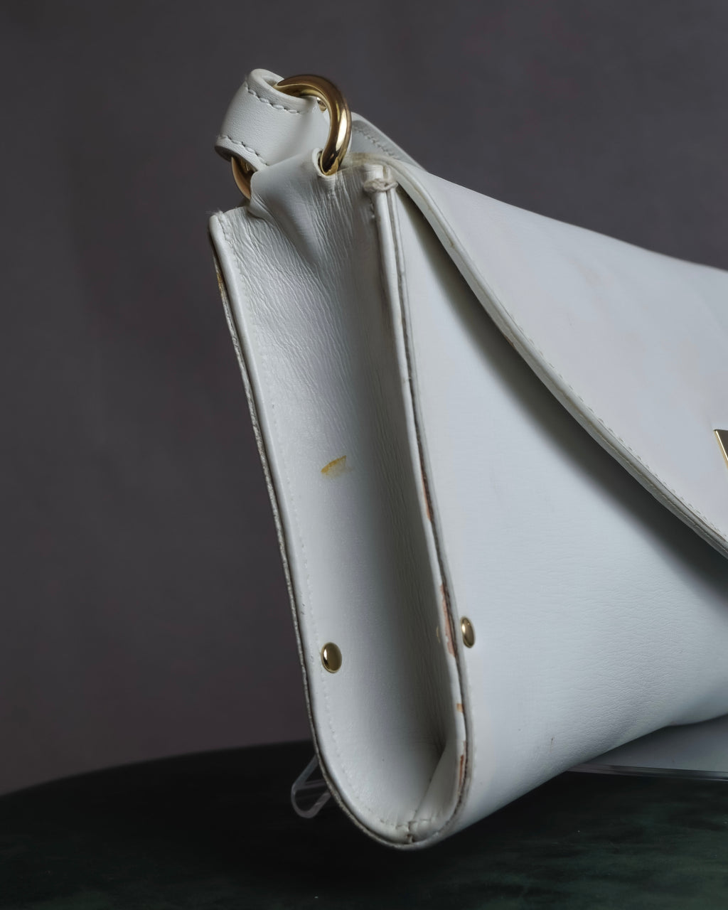 "Salvatore Ferragamo" Gancini motif structured white leather bag