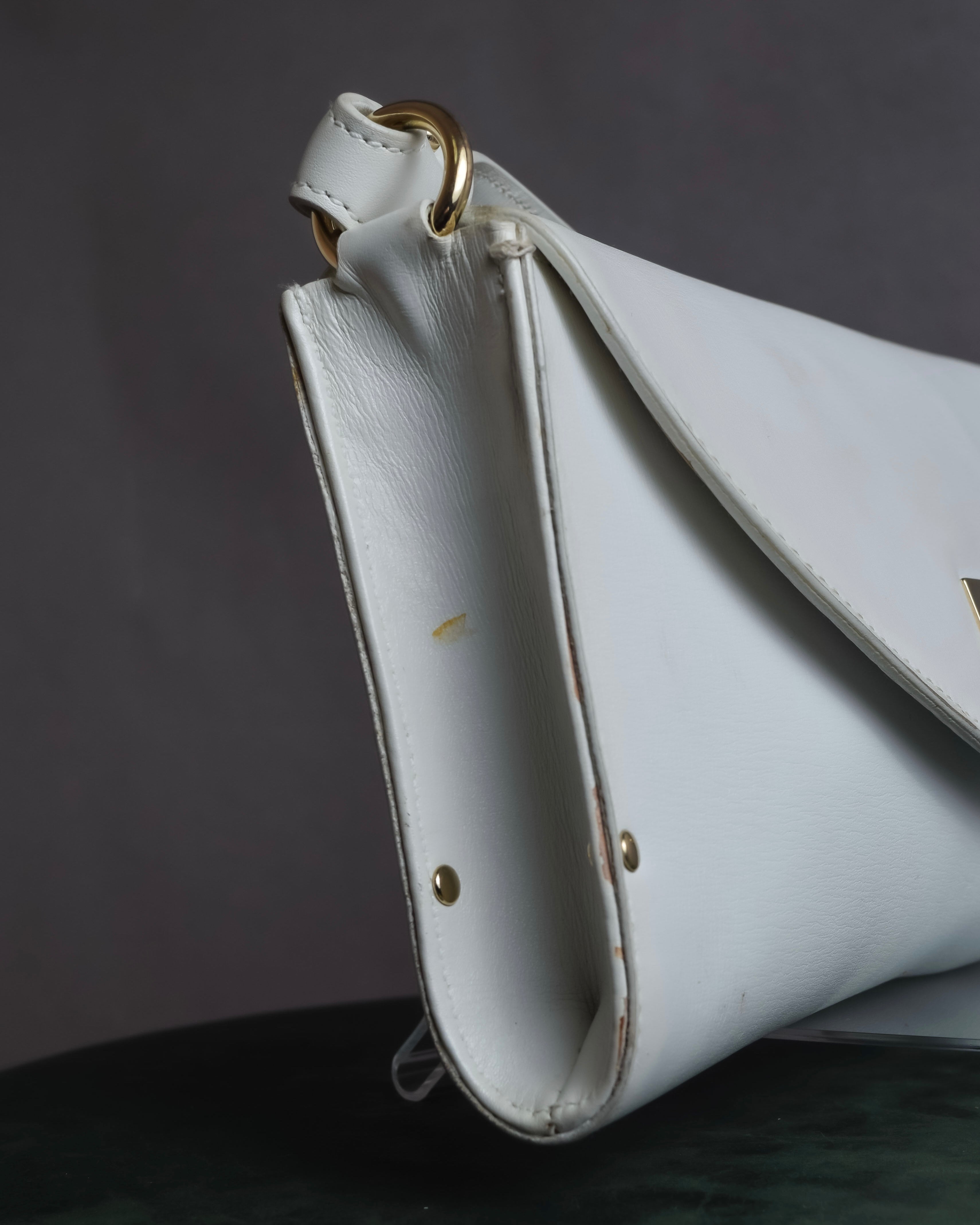 "Salvatore Ferragamo" Gancini motif structured white leather bag