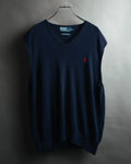 -MOOD MILLÉSIMES- Polo by Ralph Lauren” 90’s-00’s deep navy pima cotton knit vest