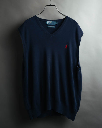 -MOOD MILLÉSIMES- Polo by Ralph Lauren” 90’s-00’s deep navy pima cotton knit vest