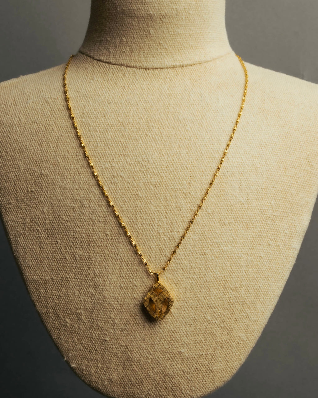 "Yves Saint Laurent" 80's-90's Gold tone rhinestone pendant necklace