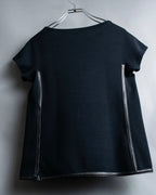 "GUCCI" Leather piping design box sleeve T-shirt