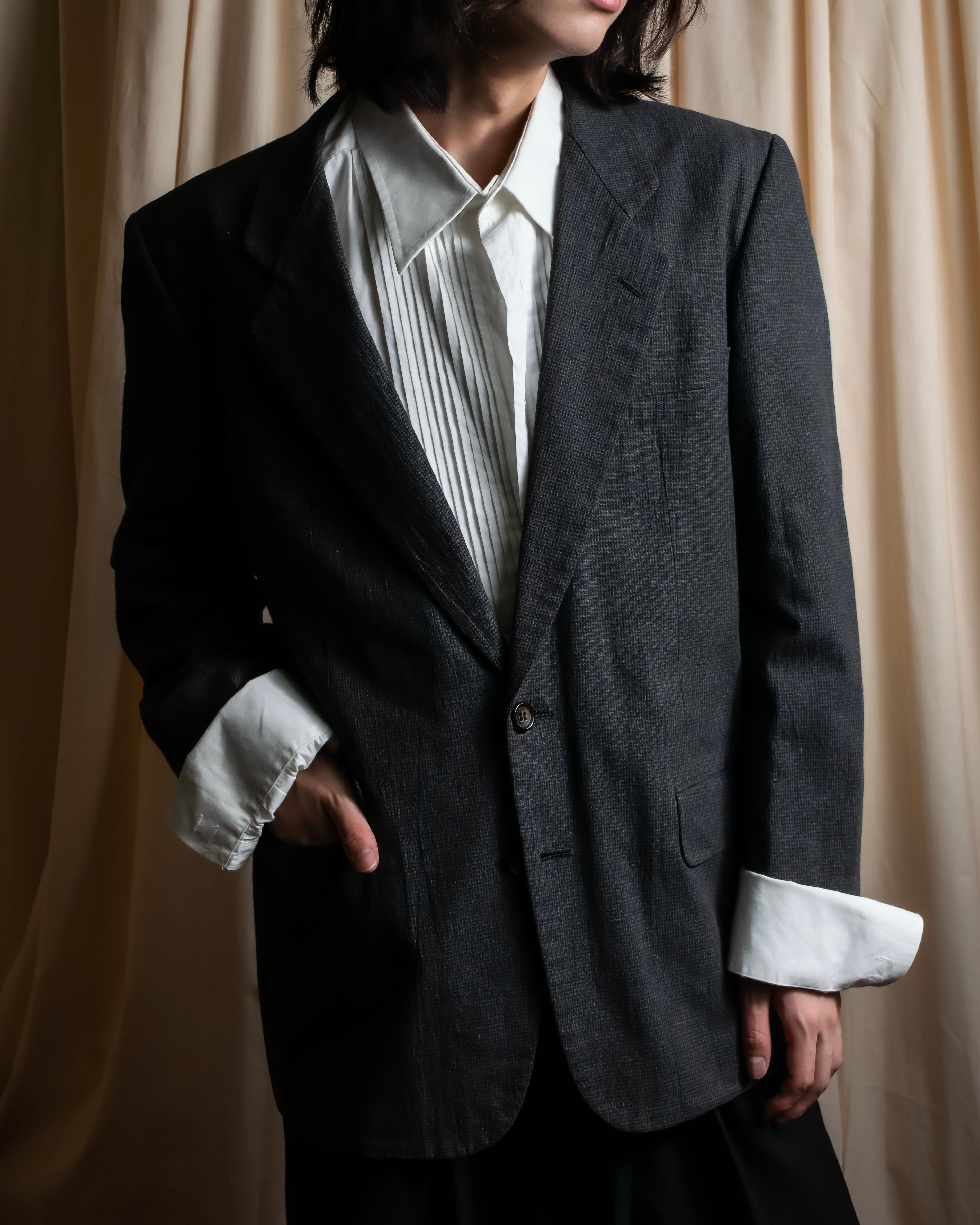 "COMME des GARCONS HOMME" 03SS fine all-over pattern cotton tailored jacket