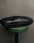 "Salvatore Ferragamo" 00's Vintage crushed patent leather braided handle hobo bag
