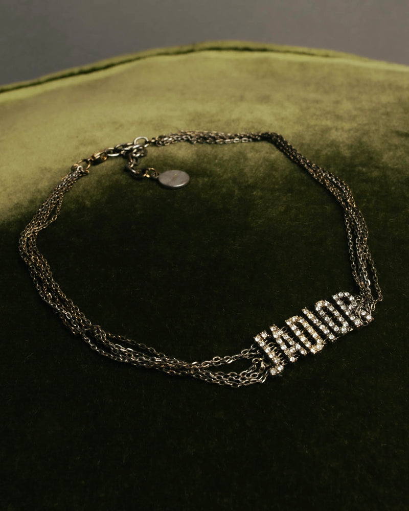 "Christian Dior" Rhinestone logo choker necklace