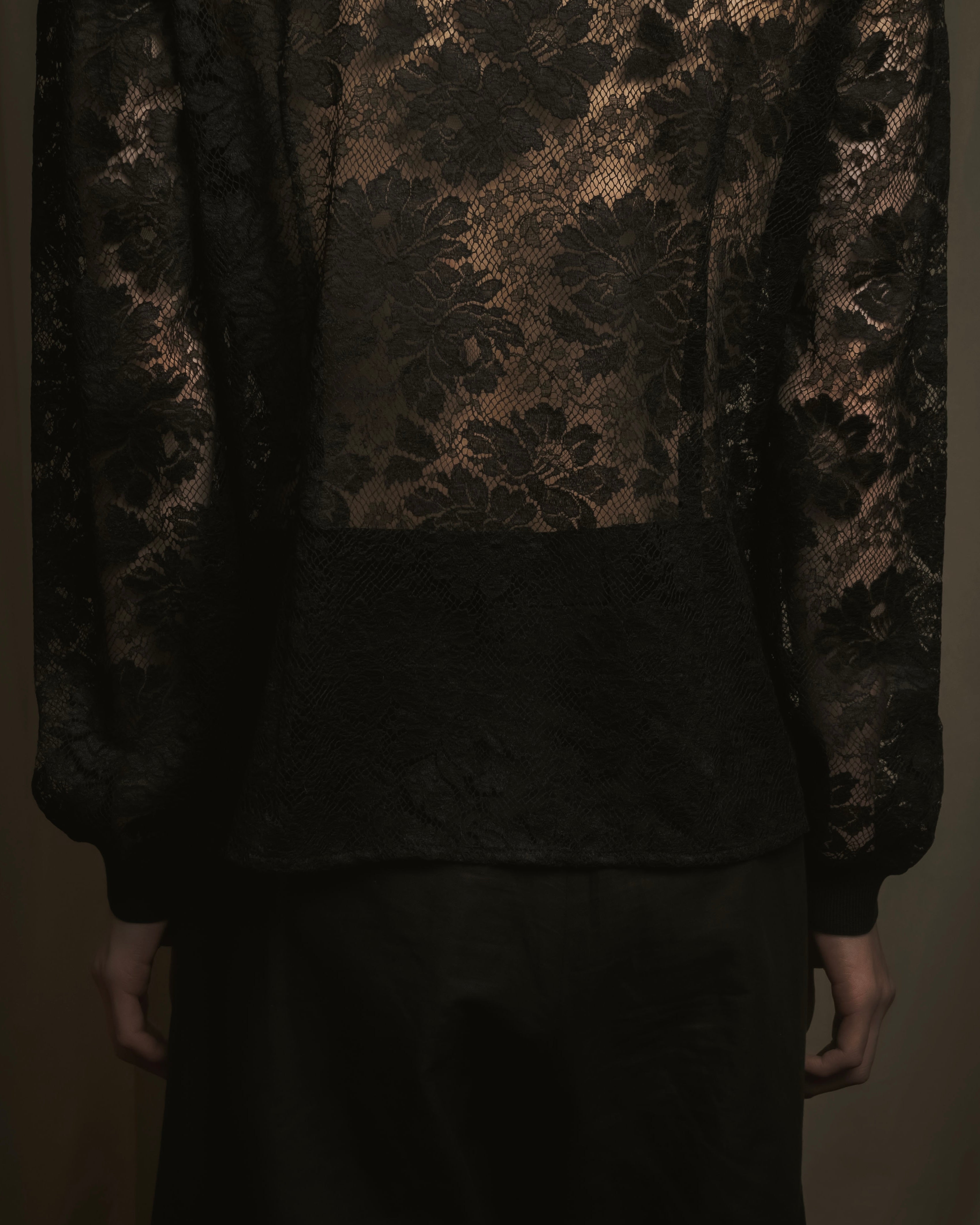 "VALENTINO MISS V" Late 80s botanical lace polo shirt