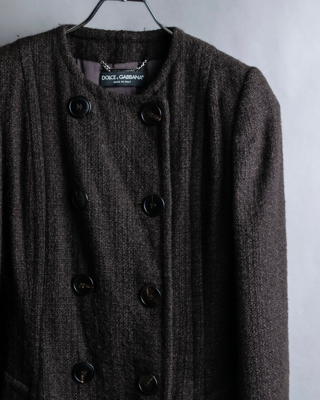 "DOLCE & GABBANA" Fringe scarf included double-breasted coat