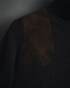 "LOEWE" 00’s Cashmere turtleneck suede gun patch knit