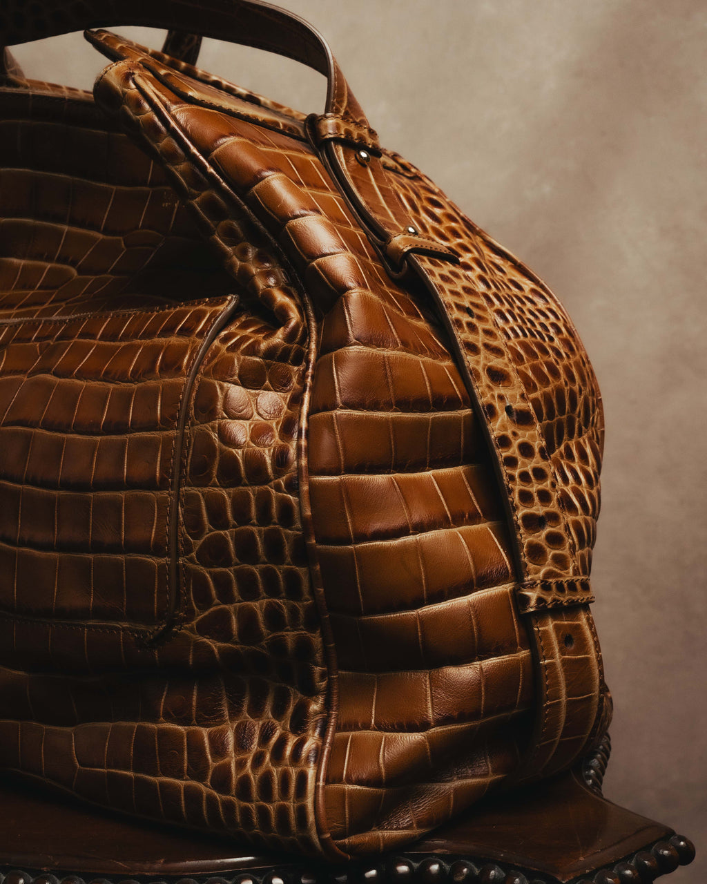 “Max Mara” 00’s-20’s crocodile-embossed 2way backpack