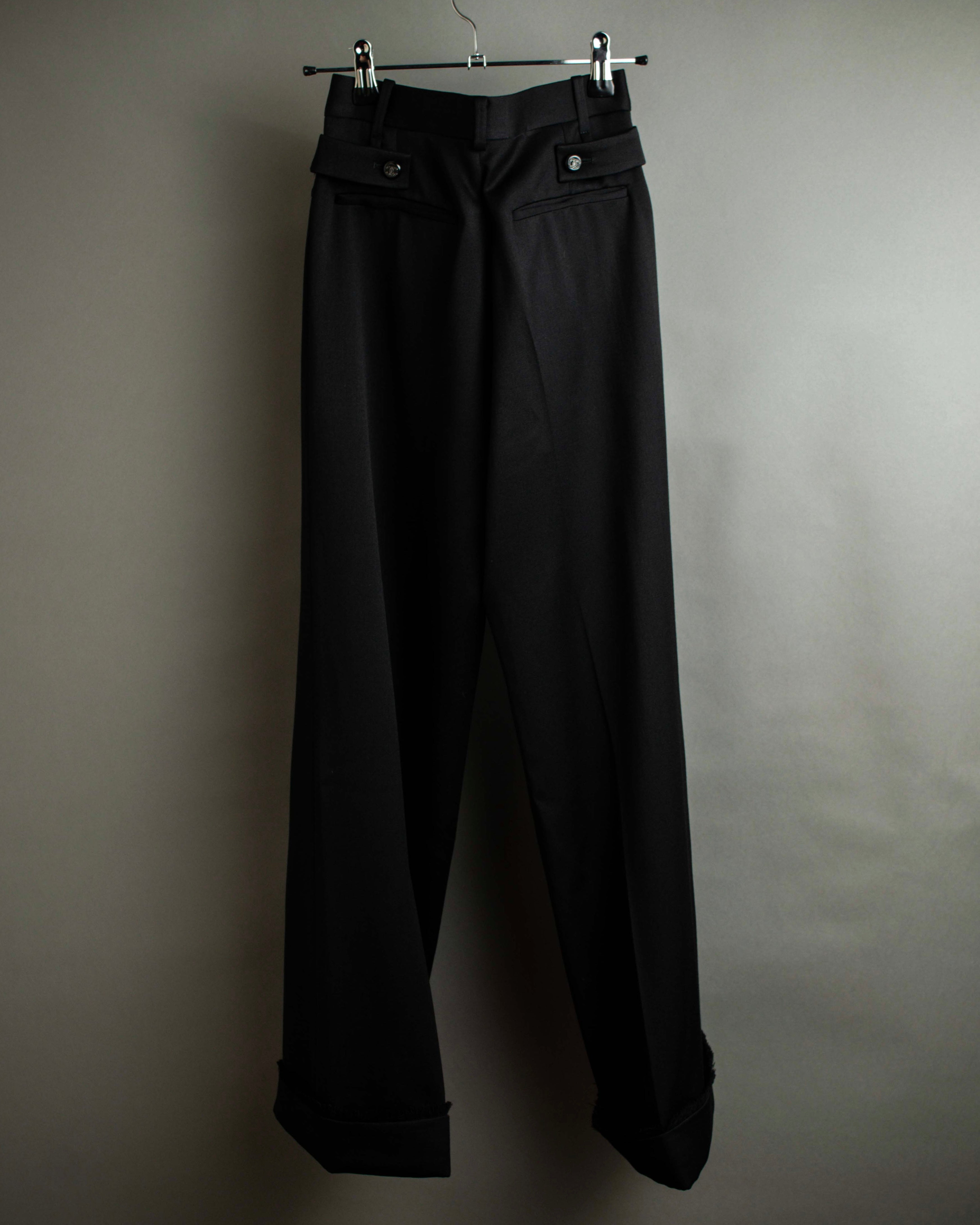 "CHANEL" Fringe design high waist straight cut slacks