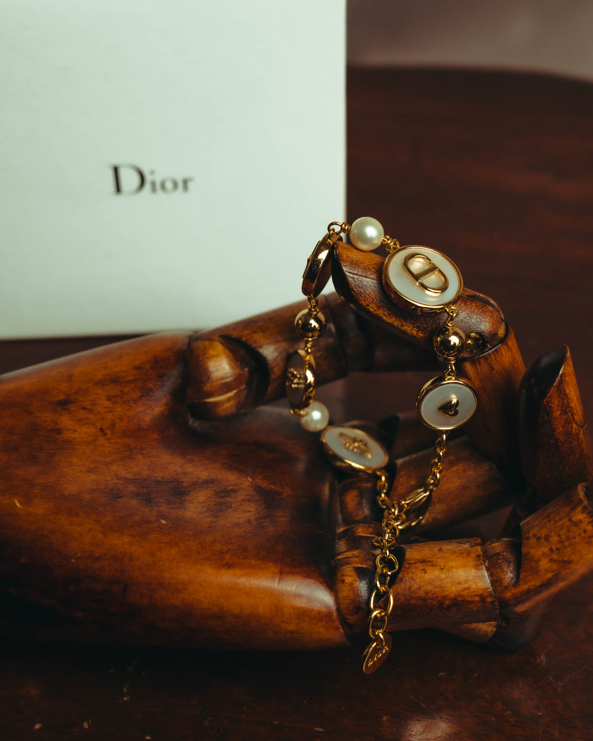 "Christian Dior" 20's Iridescent mother of pearl charm bracelet