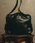 -SPECIAL- "Gucci" 80's Vintage tiger head leather draping shoulder bag with crest charm