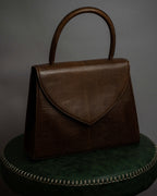 "YVES SAINT LAURENT" Flap design lizard embossed leather hand bag