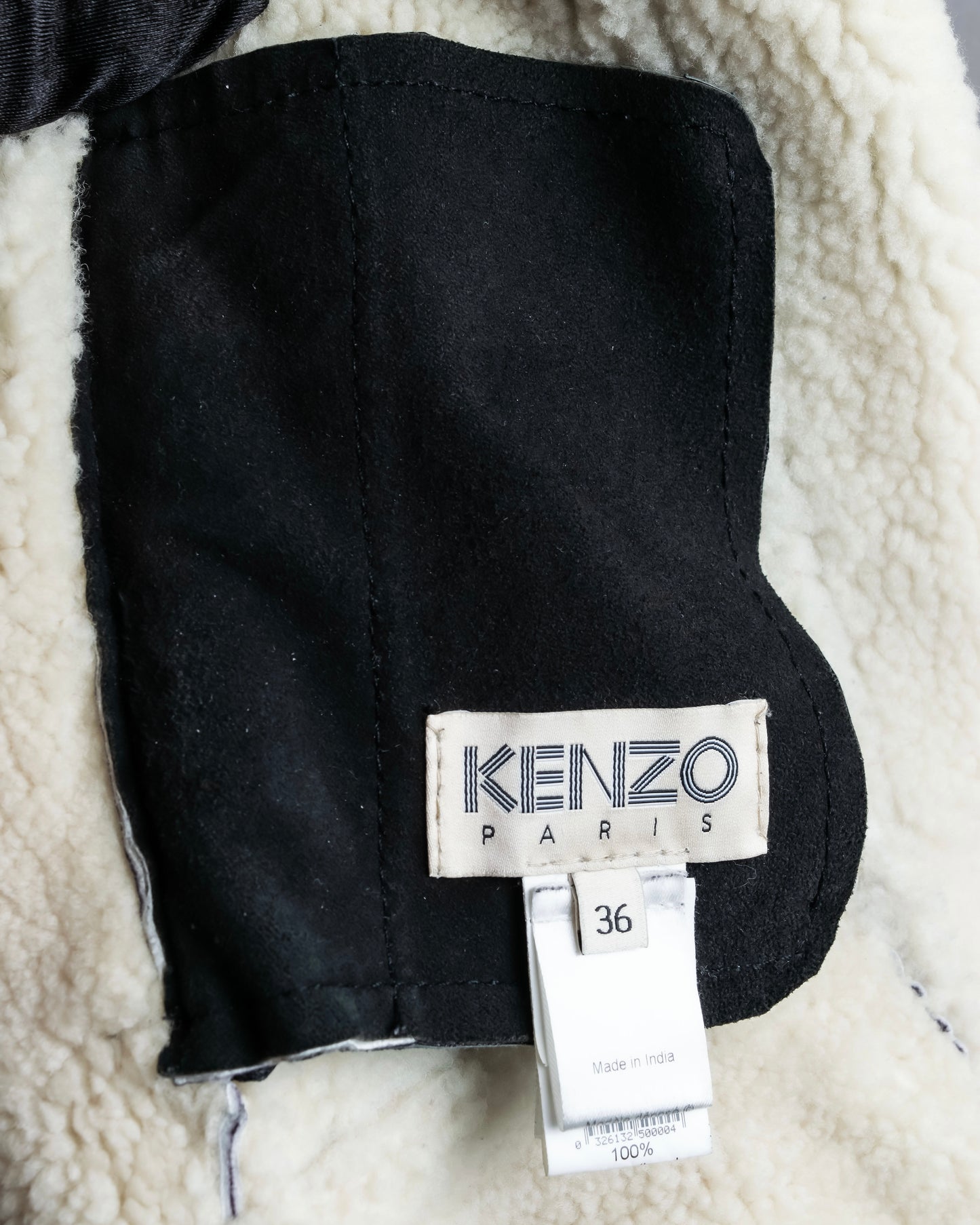 "KENZO" Gradient color belted suede mouton jacket