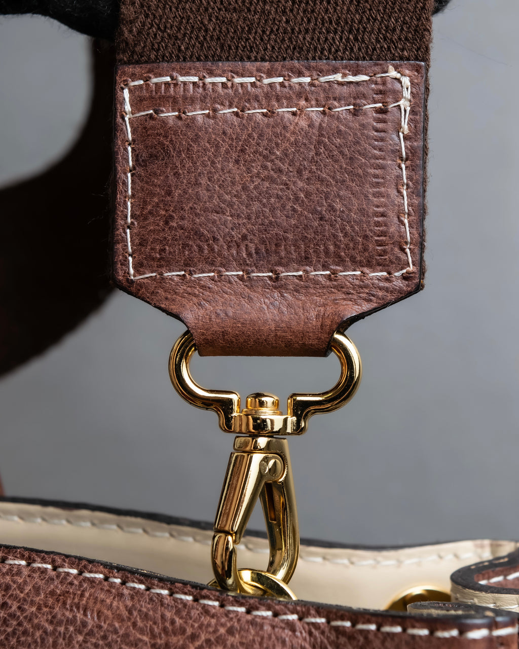 "ADMJ" Leather &amp; canvas combination 2way shoulder bag