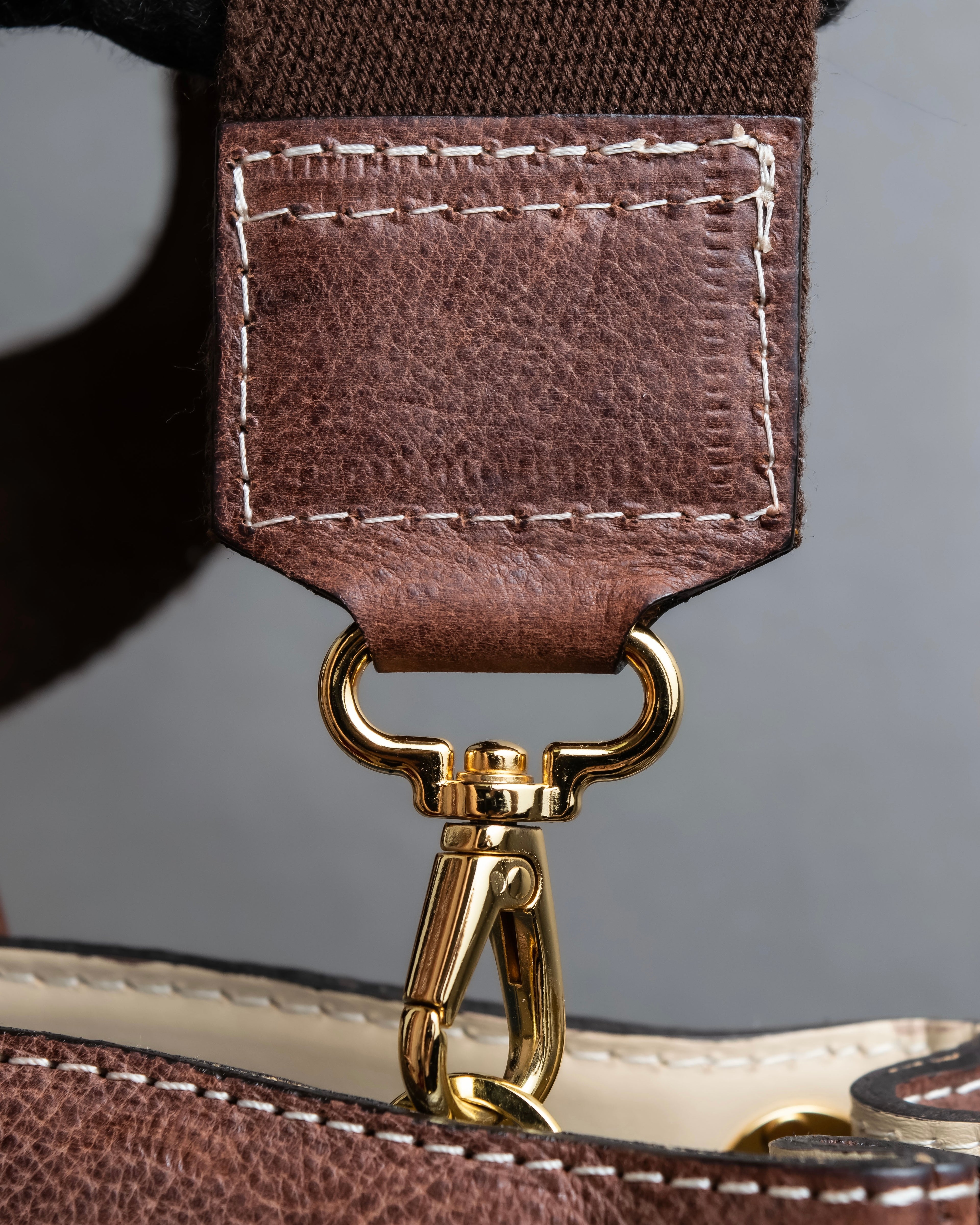 "ADMJ" Leather &amp; canvas combination 2way shoulder bag