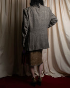 "YVES SAINT LAURENT" Glen plaid oversized wool tailored jacket