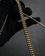 “VALENTINO” 80’s-90’s Embossed V logo chain clutch bag