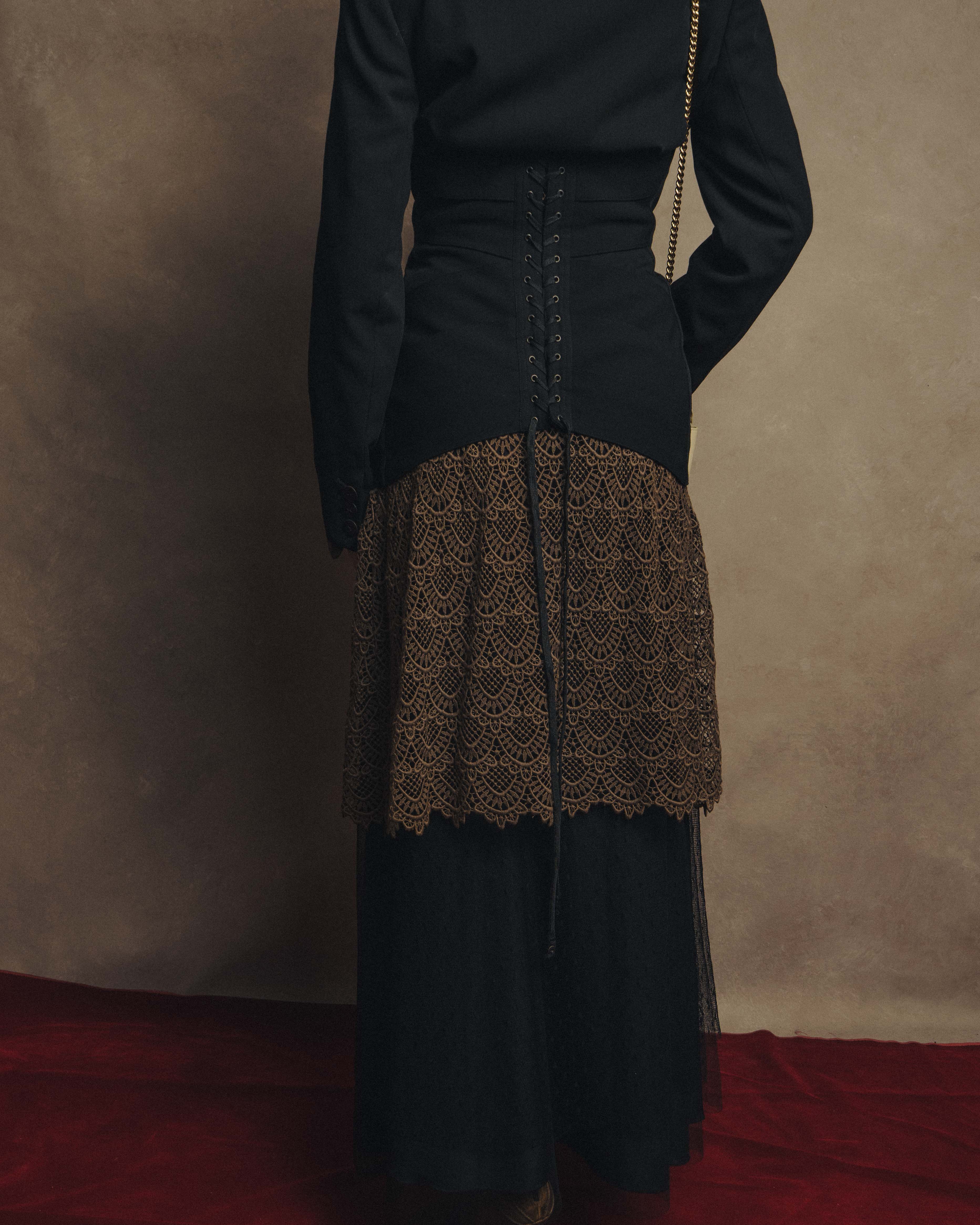 -SPECIAL- “VALENTINO ROMA” 1998-2008 Lace belted sheer coat dress