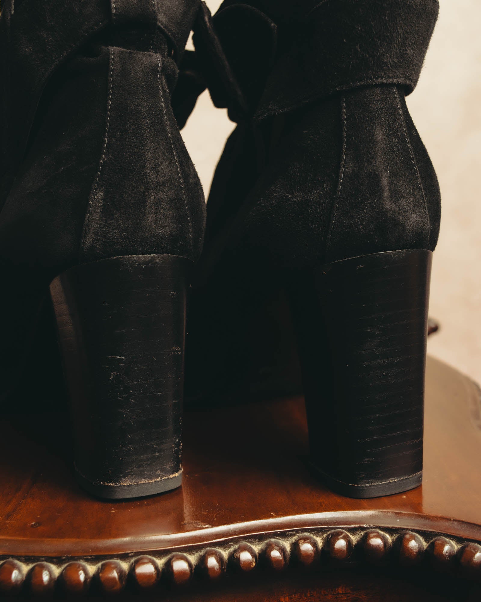 -SPECIAL- "Hermès" 90's-00's Margiela era fold-over black suede belt boots