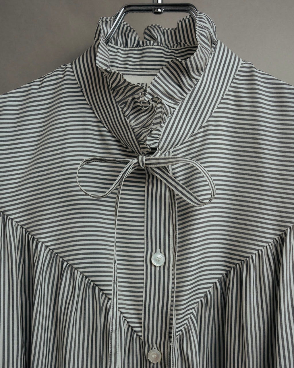 -SPECIAL- “CELINE” 2018’s silk striped ruffle bow blouse